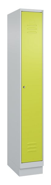 C+P Umkleidespind Classic PLUS mit Mitteltrennwand, Sockel, 1950x300x500mm, 7035/0024, Zylinderschloss, 080020-10F S10025