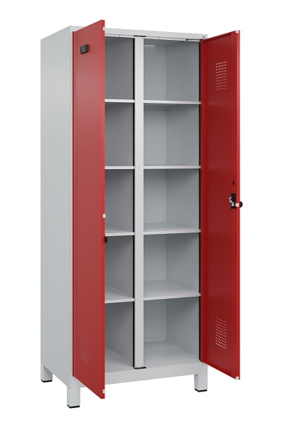 C+P Wäsche-Spind Evolo PLUS, mit Füßen, 2 Abteile, 1950x800x500mm, 7035/3000, Verschluss Drehriegel, 049012-22B S10003