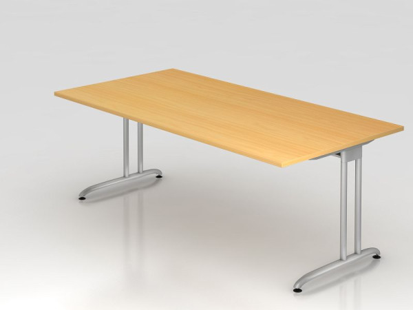 Hammerbacher Schreibtisch C-Fuß 200x100cm Buche, Arbeitshöhe 72 cm, VBS2E/6/S