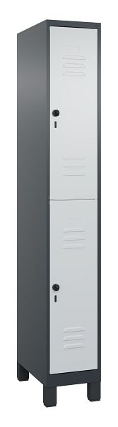 C+P Doppelstöckiger Spind Classic PLUS, Füße, 1950x300x500mm, 7016/7035, 080310-10 S10013