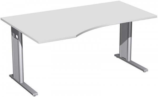 geramöbel PC-Schreibtisch links starr, C Fuß Blende optional, 1600x1000x720, Lichtgrau/Silber, N-648312-LS
