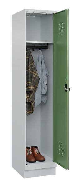 C+P Spind Evolo PLUS, mit Sockel, 1 Abteil, 1950x400x500mm, 7035/6011, Verschluss Drehriegel, Ablageböden 1, 049020-12 S10010