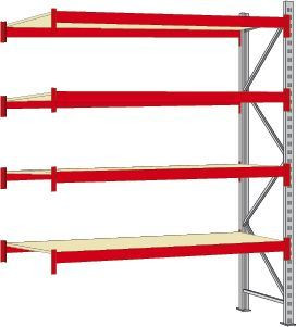 Regalwerk WILLY-Weitspannregal - 700 - Holz - Anbaufeld HxBxT 2500x2700x1000mm mit 4 Fachebenen Holzeinlage, B7-60118-100