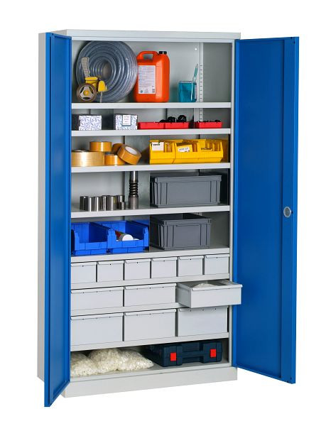 SOFAME ausgestatteter Werkstattschrank 1000x500x1950mm, 6 Schubladen + 3 Schubladen + 3 Schubladen + 8 Fachböden, Lichtgrau, W030090034GCGC