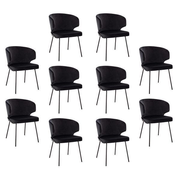 HOME DELUXE Esszimmerstuhl AMARA Samt Schwarz - Stückzahl: 10, 56005