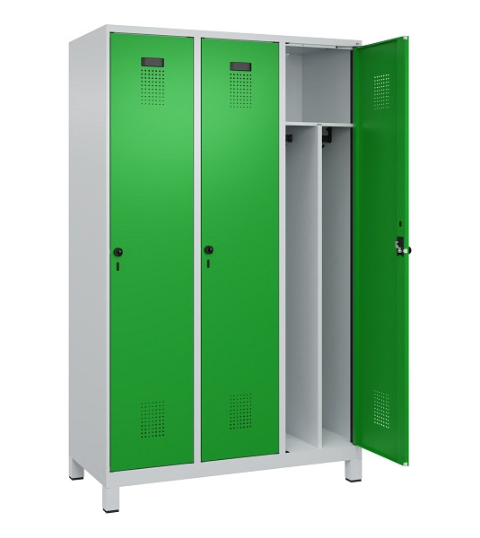 C+P Spind Evolo PLUS, mit Füßen, 3 Abteile, 1950x1200x500mm, 7035/6037, Verschluss Drehriegel, 049010-32F S10011