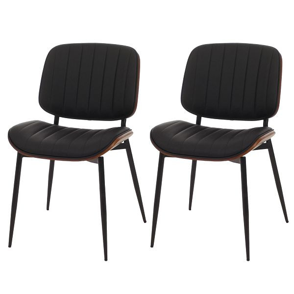 Mendler 2er-Set Esszimmerstuhl HWC-O44, Küchenstuhl Stuhl, Bugholz Kunstleder Öko-Tex FSC®, Walnuss-Optik, schwarz, 118200