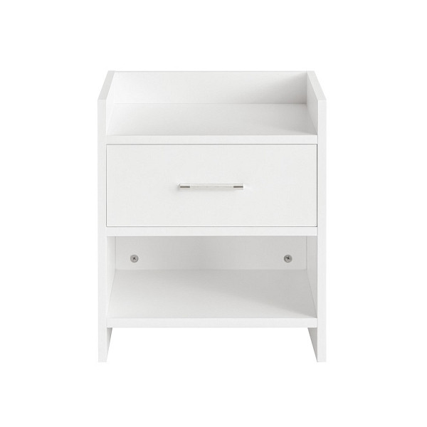 SoBuy Nachttisch mit einer Schublade Weiß 38x35x45 cm, Minimalistisch, FBT66-W