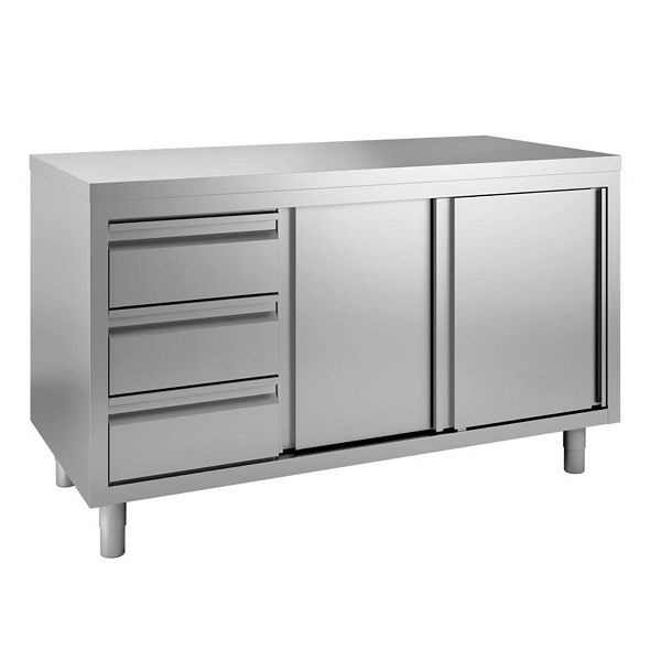 Vaiotec TOPLINE Arbeitsschrank 700 / 2 Schiebetüren & 3 Schubladen links L: 1500 mm, 11487