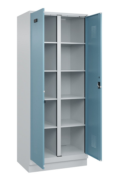 C+P Wäsche-Spind Evolo PLUS, mit Sockel, 2 Abteile, 1950x800x500mm, 7035/0010, Verschluss Zylinderschloss, 049022-22B S10036