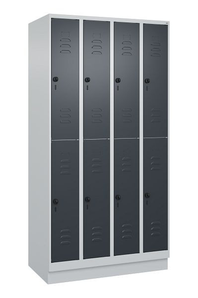 C+P Doppelstöckiger Spind Classic PLUS, Sockel, 4 Abteile, 1950x1000x500mm, 7035/7016, 080320-49 S10008