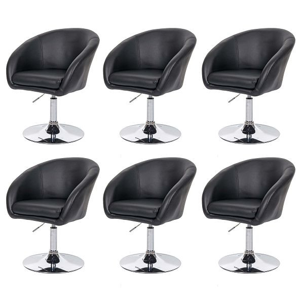 Mendler 6er-Set Esszimmerstuhl HWC-F19, Küchenstuhl Drehstuhl Loungesessel, drehbar höhenverstellbar, Kunstleder schwarz, 6x69247