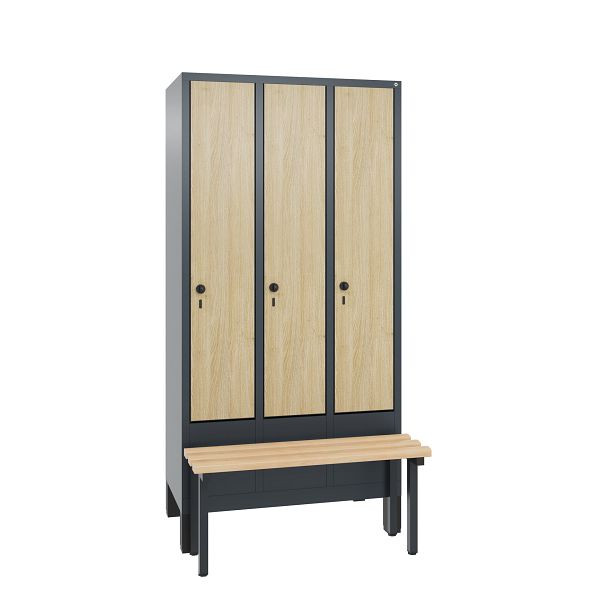 C+P Spind Evolo, 3 Abteile, H1850xB900xT815 mm, Anthrazit/MDF Eiche, 48030-30 S10406