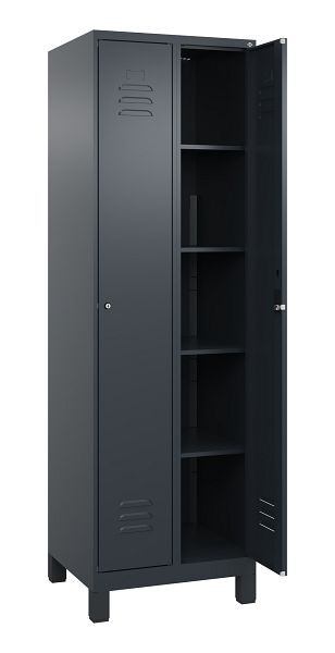 C+P Wäsche-Spind Classic PLUS, Füße, 2 Abteile, 1950x600x500mm, 7016/7016, 080010-20B S10027
