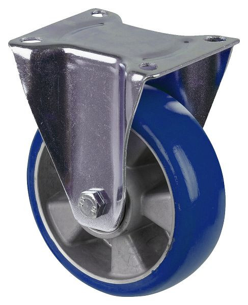 BS Rollen Transportrolle Bockrolle, Polyurethanrad 83 Shore, Alufelge Platte, Kugellager, Durchmesser: 160 mm, L410.B92.160