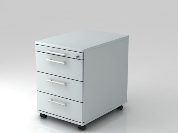 Hammerbacher Rollcontainer 58cm, 3 Schübe, Schloss Relinggriff Grau, 42,8x58x59 cm, 1/3/3/3 HE, VAC30/5/5/RE