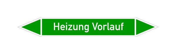 Schilder Klar Rohrleitungskennzeichen Heizung Vorlauf, 33000x90 mm Folie selbstklebend, 101434/95