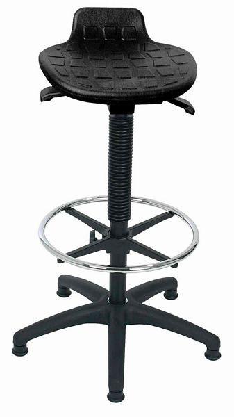 Bedrunka+Hirth Drehhocker mit Bodengleiter, Sitzhöhe 550 - 805 mm, Sitzfläche: PU schwarz, 05.3576.08