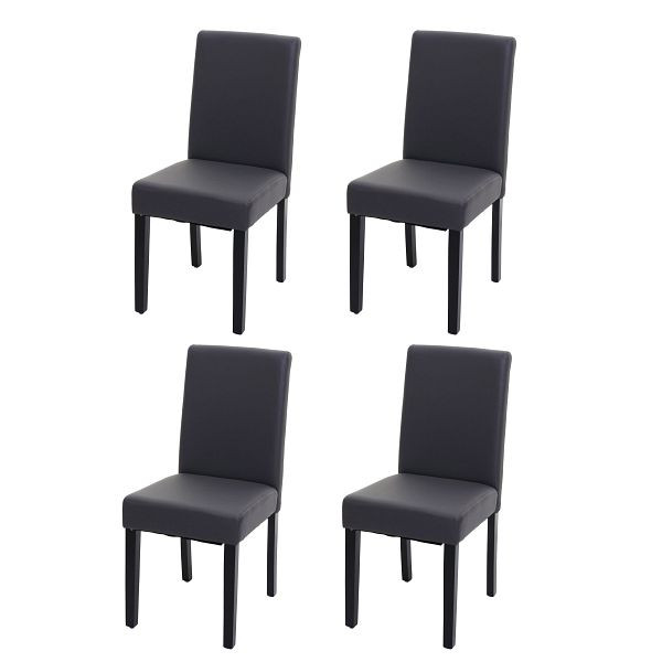 Mendler 4er-Set Esszimmerstuhl Stuhl Küchenstuhl Littau, Kunstleder, grau matt, dunkle Beine, 74523