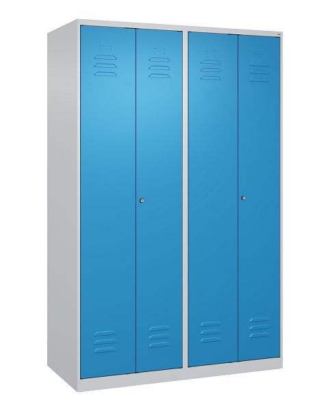 C+P Umkleidespind Classic PLUS, Doppel-Spind, 4 Abteile, 1850x1200x500mm, 7035/5012, Zylinderschlösser, 080002-40P S10025