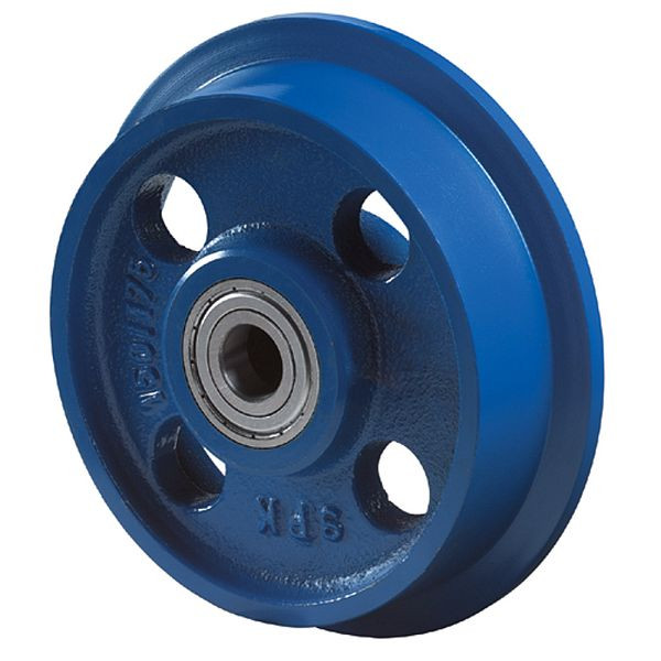 BS Rollen Schwerlastrolle, Rad-Ø 125/145 mm, Tragfähigkeit 900 kg, Lauffläche Guss, Radkörper Guss, Kugellager, RR110.C65.125