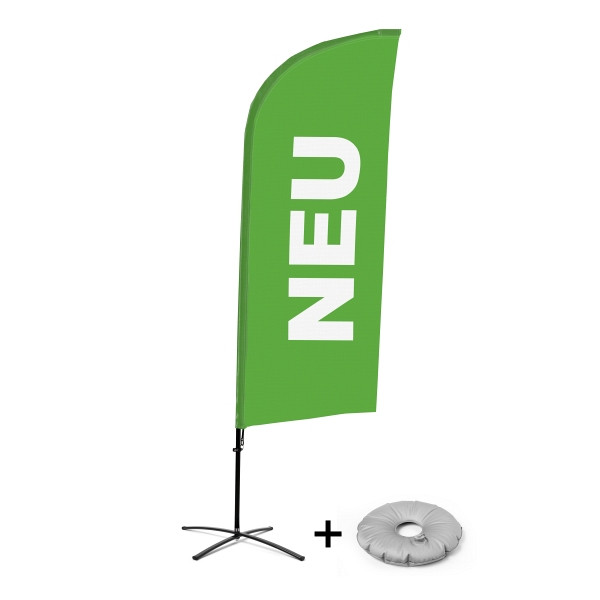 Showdown Displays Beachflag Alu Wind Komplett-Set Neu Grün Deutsch Kreuzständer, BFAW310-CB30-WB-I84