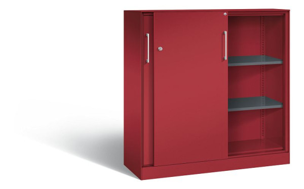 C+P Schiebetürenschrank Asisto, H1310xB1200xT435mm, Farbe: Rubinrot, Bügelgriff, 3 OH, 142031-000 S10127