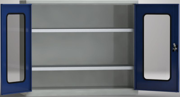 KLW Universalschrank, 1000x1200x490mm, Türen mit Acrylglas, Basküleverschluss, 2 verzinkte Fachböden (80 kg, 20mm verstellbar), 7FN-QH1000FD-0204XRB
