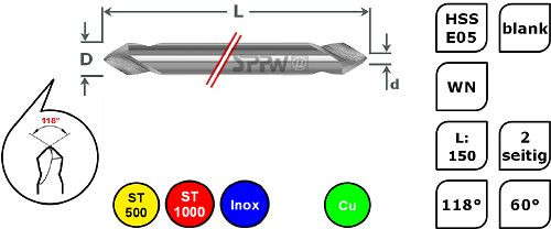 SPPW Duo-Mag HSS-E05 60° WN L: 150 - Ø12,0x3,5, 1246201200