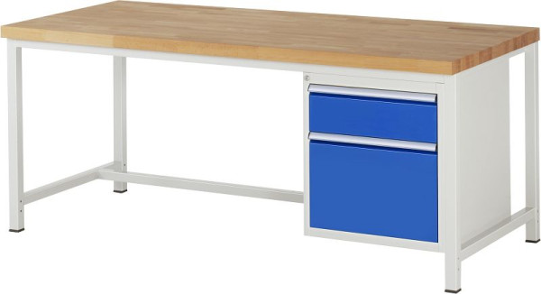 RAU Werkbank Serie 8000 - Modell 8156, B2000 x T900 x H840-1040 mm, Systemunterbau B1995 x T850 x H800-1000 mm, 03-8156A1-209B4H.11