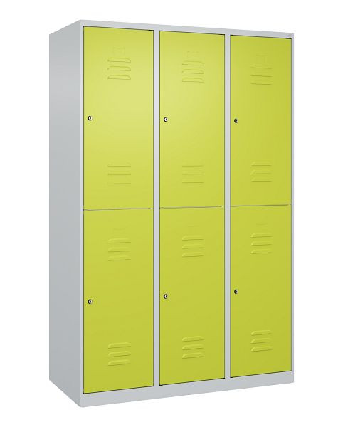 C+P Doppelstöckiger Spind Classic PLUS, 3 Abteile, 1850x1200x500mm, 7035/0024, Zylinderschlösser, 080300-32 S10059