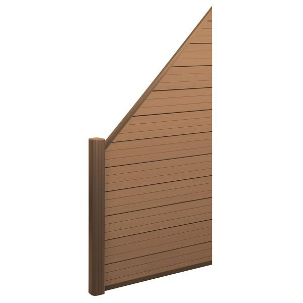 Mendler WPC-Sichtschutz Sarthe, Windschutz Zaun, Alu-Pfosten, Erweiterungselement schräg links, 0,95m teak, 77578