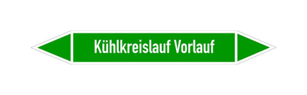 Schilder Klar Rohrleitungskennzeichen Kühlkreislauf Vorlauf, 270x37 mm Folie selbstklebend, 101446/62