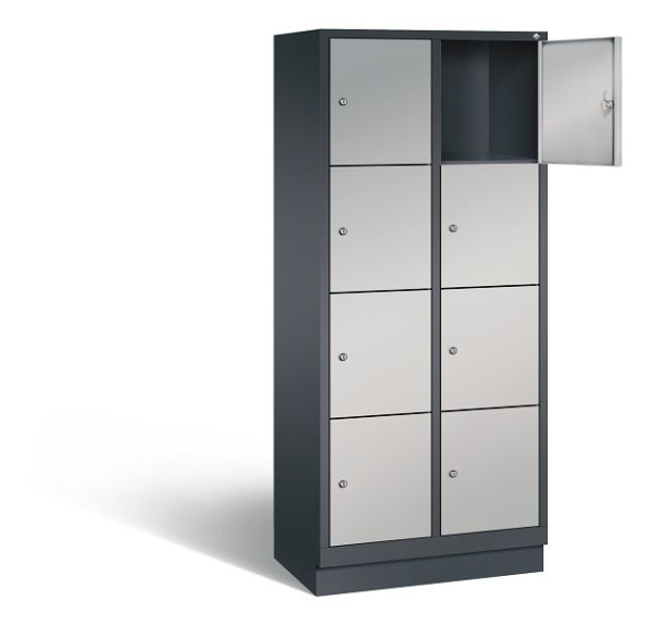 C+P Schließfachschrank Evolo, H1800xB810xT500mm, Farbe: Schwarzgrau / Weißaluminium, 48020-224 S10060