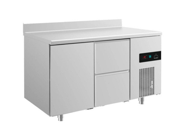 A&S Polarny Kühltisch -2 bis +8°C mit 1x Tür und 1x zwei Schubladen rechts, 1400 x 700 x 850 mm, mit Aufkantung, KT2TZA
