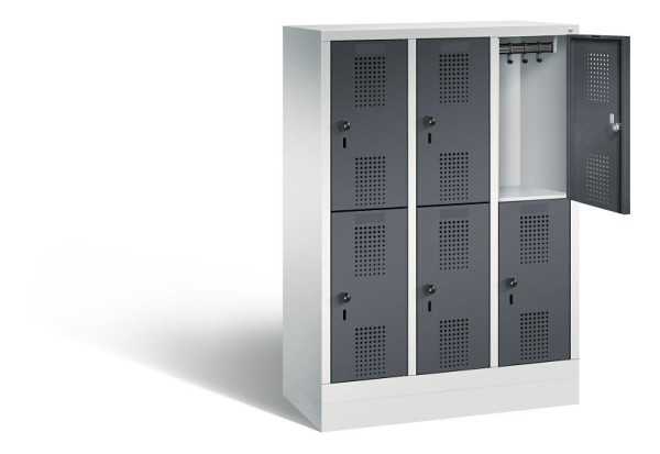 C+P Kindergarten-Spind doppelstöckig Evolo, H1300xB900xT300mm, Farbe: Lichtgrau / Schwarzgrau, 483203-30 S10073