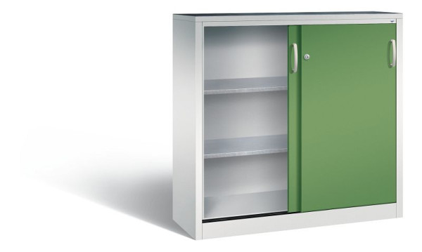 C+P Schiebetürenschrank Acurado, H1200xB1200xT400mm, Farbe: Lichtgrau / Resedagrün, Bügelgriff, 2047-09 S10033
