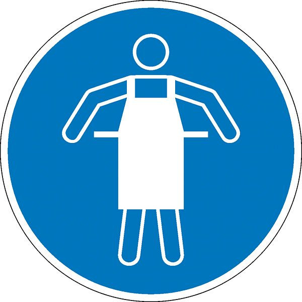 SafetyMarking Gebotsschild, Schutzschürze benutzen, Ø 20 cm, Folie, selbstklebend, 21.A7115