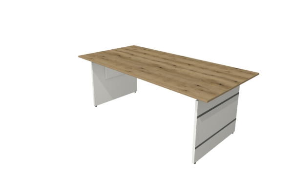 Kerkmann Höhenverstellbarer Wangenschreibtisch extragroß, Form 4, B 2000 x T 1000 x H 680-760 mm, Asteiche, 11413855