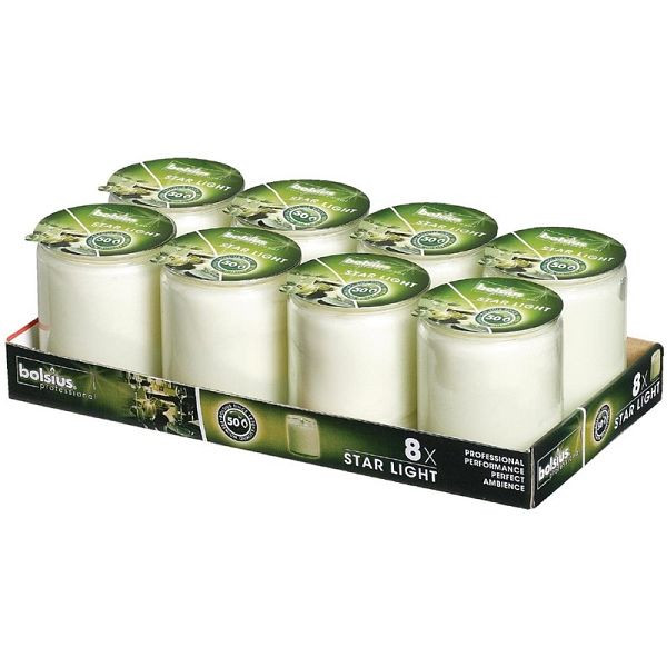 Bolsius Starlight Kerzen im Glas klar, VE: 8 Stück, GJ469
