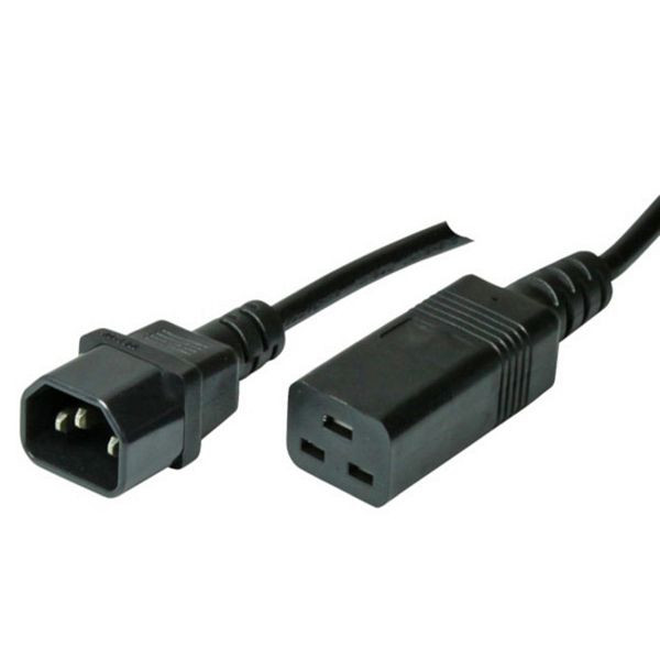 S-Conn Kaltgeräteverlängerung C14-C19, 10 A/ 16 A, schwarz, 3x0,75mm², 1,8 m, 60017