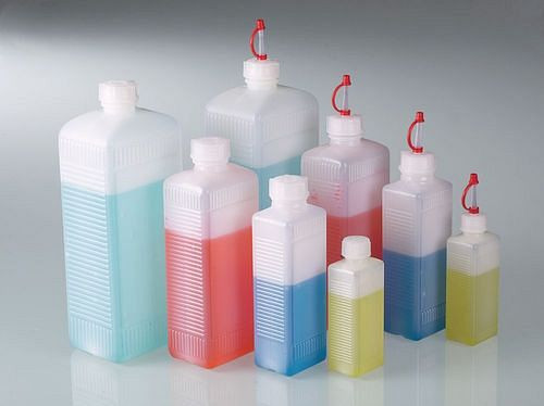 DENIOS Enghalsflasche aus HDPE, rechteckige Grundfläche, 1000 ml, VE: 200 Stück, 309689