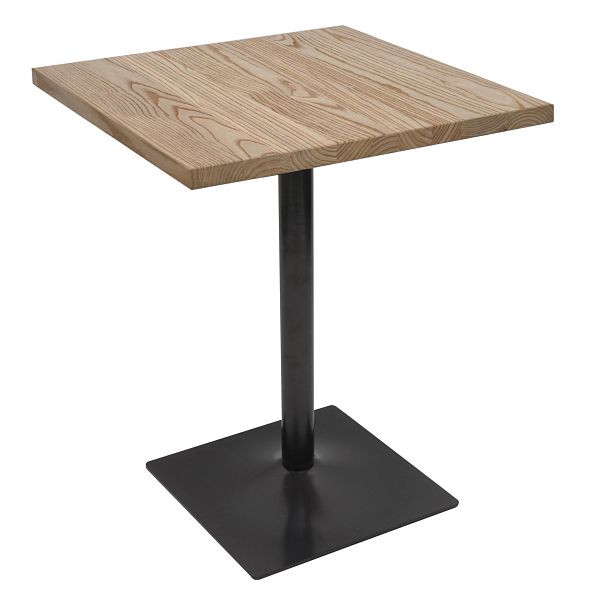 Mendler Bistrotisch HWC-H10, Bartisch Thekentisch, Industrial Gastro Metall Ulme Massivholz MVG 70x70cm, hellbraun, 103062