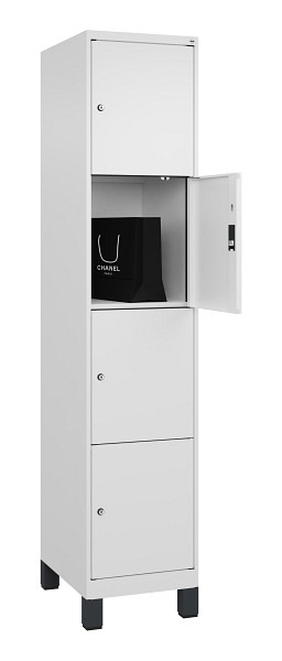 C+P Schließfachschrank Evolo PLUS, mit Füßen, 4 Fächer, 1950x400x500mm, 9016/90, 049010-124 S10020