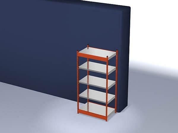 hofe Fachboden-Grundregal, 2000x600x1000 mm, 5 Fachebenen, verzinkt / RAL 2004, 200 kg Fachlast, 1600 kg Feldlast, einseitige Bedienung, ROG206010ME