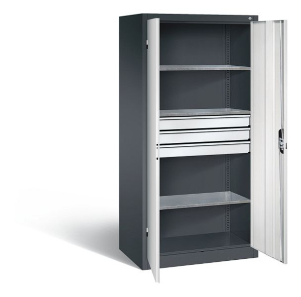 C+P Werkzeugschrank Acurado, H1950xB930xT600mm, Farbe: Schwarzgrau / Lichtgrau, Muldengriff, 8922-5030 S10141