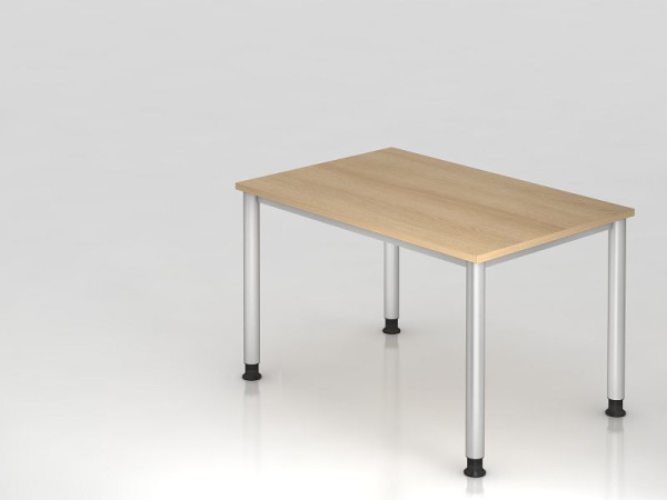 Hammerbacher Schreibtisch 4 Fuß rund 120x80cm Eiche/Silber, Rechteckform, VHS12/E/S