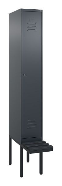 C+P Umkleidespind Classic PLUS, 2120x300x815mm, 7016/7016, Zylinderschloss, je 2 Doppel-Haken, 0800407-10F S10027