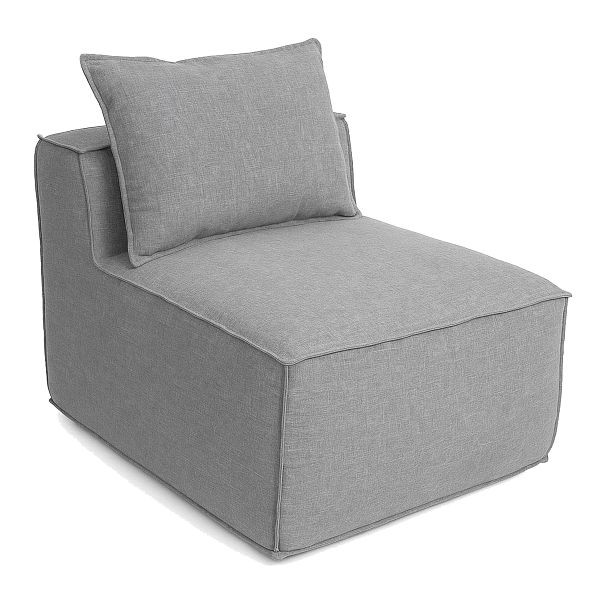 Mendler Sessel/Zubehör für Sofa HWC-O54, Loungesessel Polstersessel Mittelteil, Stoff/Textil (300g/m²) 63x75x97cm, hellgrau, 153406