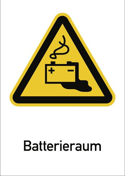 Moedel Batterieraum ISO 7010, Kombischild, Kunststoff, 210x297 mm, 98993